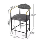 Christopher Knight Home Set of 2 25" Elmore Counter Height Barstools Charcoal/Black/Gold