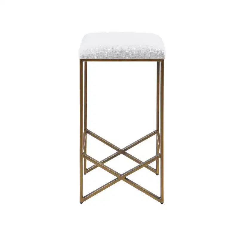 Ink+Ivy 26" Marino Backless Upholstered Counter Height Barstool: Bronze Finish, Padded Seat