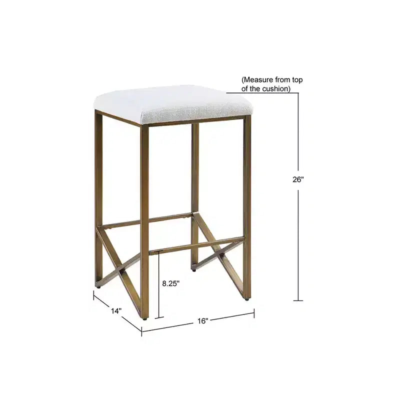 Ink+Ivy 26" Marino Backless Upholstered Counter Height Barstool: Bronze Finish, Padded Seat