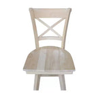 Charlotte Counter Height Barstool with Swivel and Auto Return Unfinished - International Concepts: Wood Frame, X-Back Design, Spot Clean