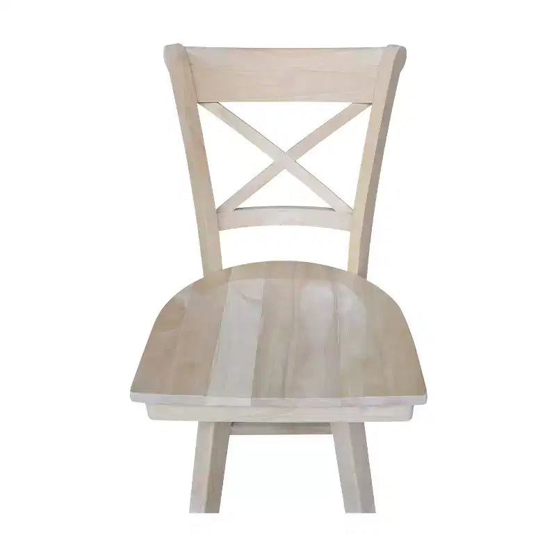 Charlotte Counter Height Barstool with Swivel and Auto Return Unfinished - International Concepts: Wood Frame, X-Back Design, Spot Clean