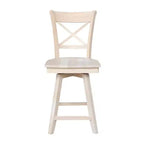 Charlotte Counter Height Barstool with Swivel and Auto Return Unfinished - International Concepts: Wood Frame, X-Back Design, Spot Clean