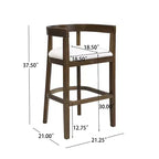 Christopher Knight Home Set of 2 Mary Upholstered Rubberwood with Open Curved Back Counter Height Barstools Walnut