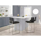 LumiSource Set of 3 Fuji High Back Counter Height Barstools Stainless Steel/Black PU