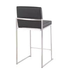 LumiSource Set of 3 Fuji High Back Counter Height Barstools Stainless Steel/Black PU