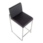 LumiSource Set of 3 Fuji High Back Counter Height Barstools Stainless Steel/Black PU