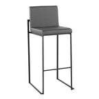 LumiSource Set of 3 Fuji High Back Barstools Black Steel/Gray PU