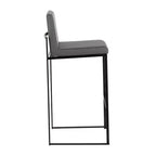 LumiSource Set of 3 Fuji High Back Barstools Black Steel/Gray PU