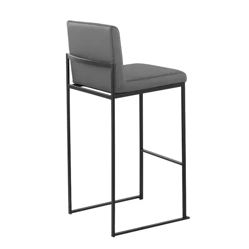 LumiSource Set of 3 Fuji High Back Barstools Black Steel/Gray PU