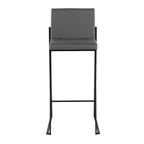 LumiSource Set of 3 Fuji High Back Barstools Black Steel/Gray PU
