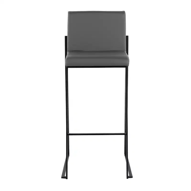 LumiSource Set of 3 Fuji High Back Barstools Black Steel/Gray PU