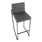 LumiSource Set of 3 Fuji High Back Barstools Black Steel/Gray PU