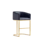 Manhattan Comfort Set of 3 Louvre Counter Height Barstools Black/Titanium Gold