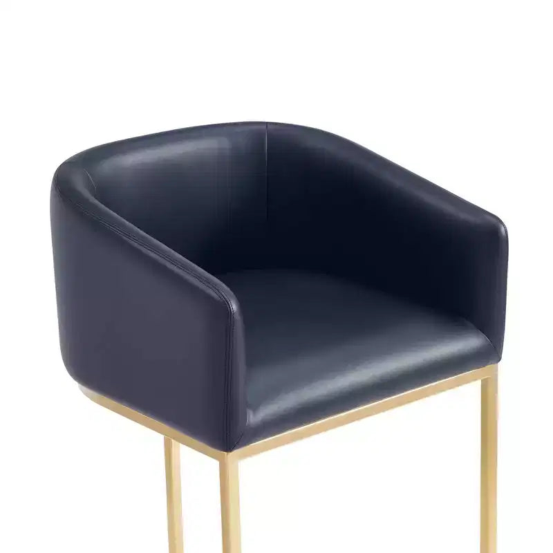 Manhattan Comfort Set of 3 Louvre Counter Height Barstools Black/Titanium Gold