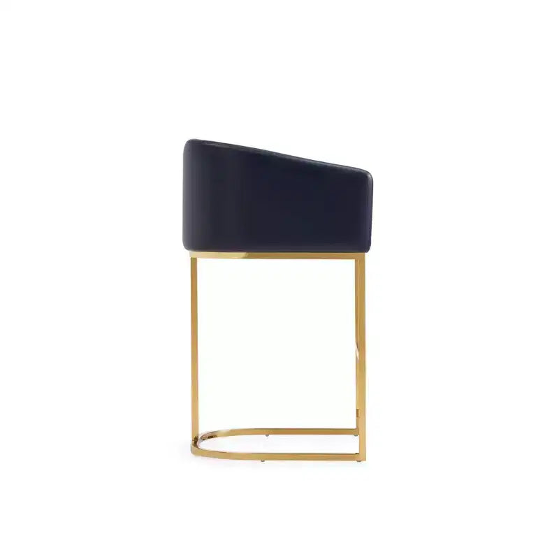 Manhattan Comfort Set of 3 Louvre Counter Height Barstools Black/Titanium Gold
