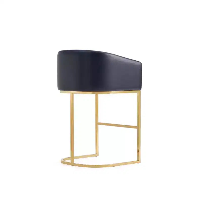 Manhattan Comfort Set of 3 Louvre Counter Height Barstools Black/Titanium Gold