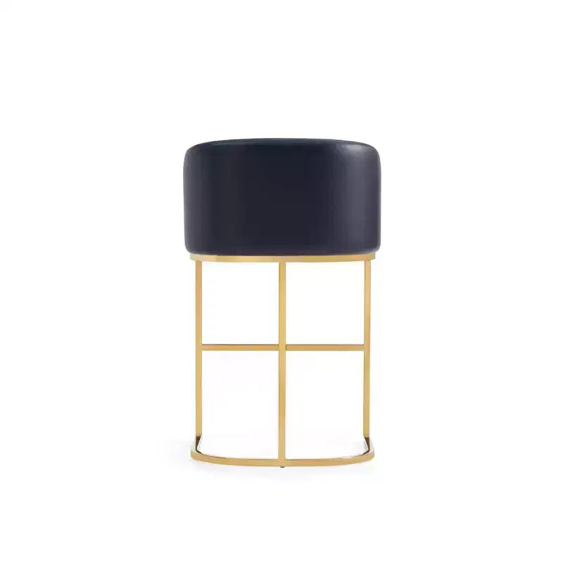 Manhattan Comfort Set of 3 Louvre Counter Height Barstools Black/Titanium Gold