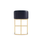 Manhattan Comfort Set of 3 Louvre Counter Height Barstools Black/Titanium Gold
