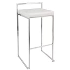 LumiSource Set of 3 Fuji Stacker Barstools Stainless Steel/White PU