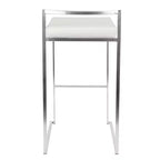 LumiSource Set of 3 Fuji Stacker Barstools Stainless Steel/White PU