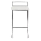 LumiSource Set of 3 Fuji Stacker Barstools Stainless Steel/White PU