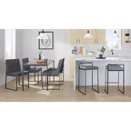 LumiSource Set of 3 Fuji Stacker Counter Height Barstools Black Metal/Gray PU