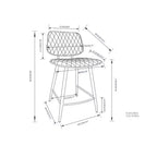WyndenHall Set of 2 Skyla Counter Height Barstools Black: Quilted Upholstery, Plywood Frame, Footrest