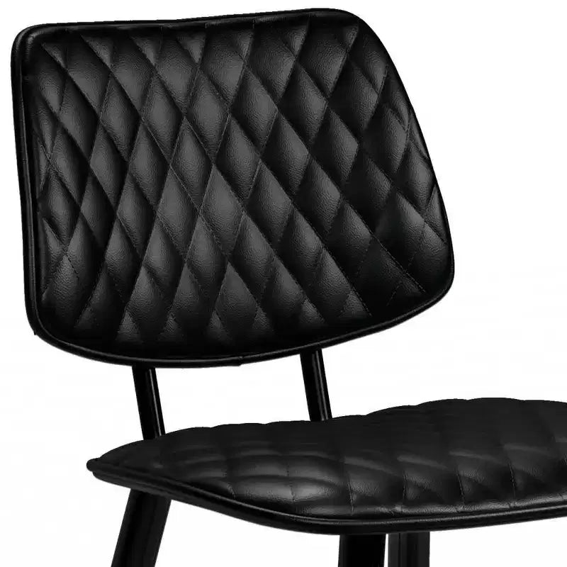 WyndenHall Set of 2 Skyla Counter Height Barstools Black: Quilted Upholstery, Plywood Frame, Footrest