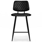 WyndenHall Set of 2 Skyla Counter Height Barstools Black: Quilted Upholstery, Plywood Frame, Footrest