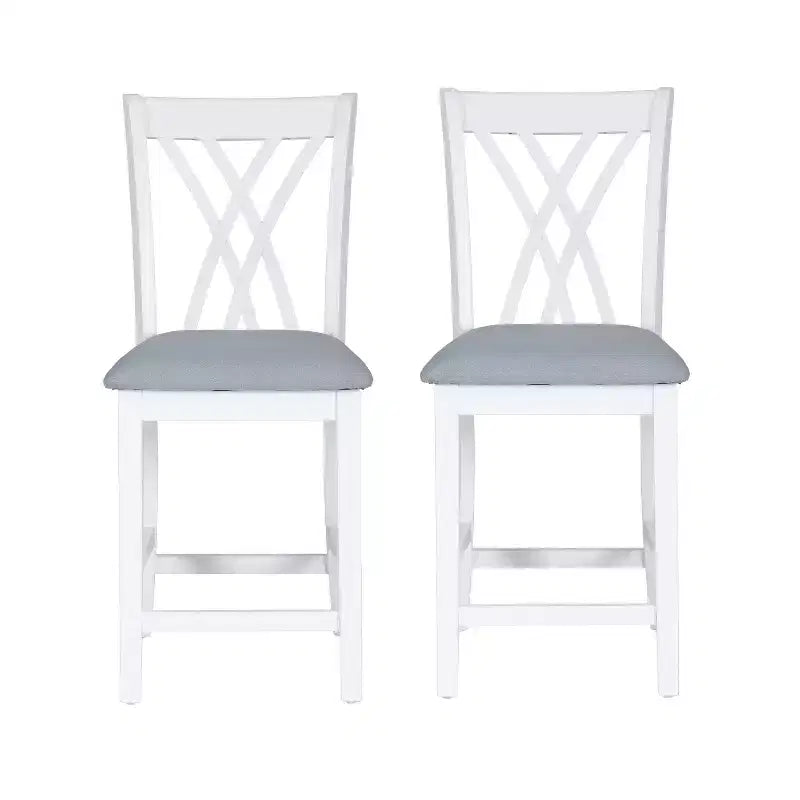 Powell Set di 2 Sgabelli da bancone Maggie, Altezza bancone, Bianchi