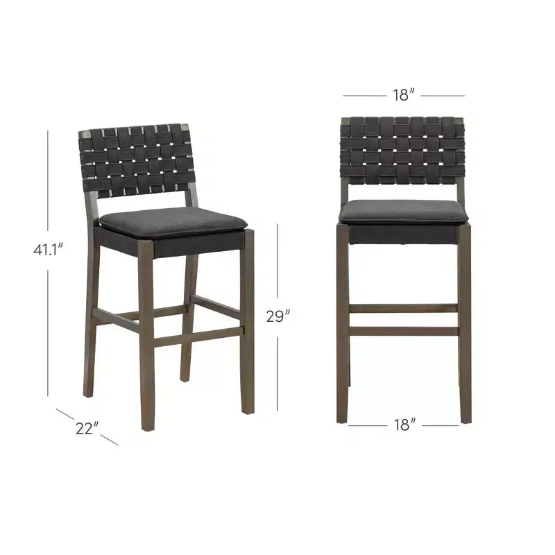 Nathan James Set of 2 Cohen Faux Leather Barstool Black