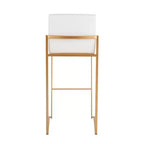 LumiSource Set of 3 Fuji High Back Barstools Gold Steel/White PU