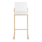 LumiSource Set of 3 Fuji High Back Barstools Gold Steel/White PU