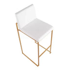 LumiSource Set of 3 Fuji High Back Barstools Gold Steel/White PU