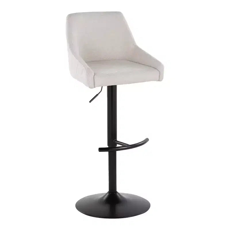 LumiSource Set of 2 Hannah Adjustable Barstools Black Metal/Cream Fabric