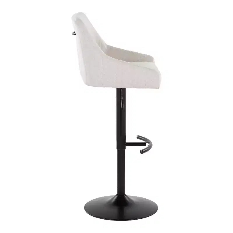 LumiSource Set of 2 Hannah Adjustable Barstools Black Metal/Cream Fabric