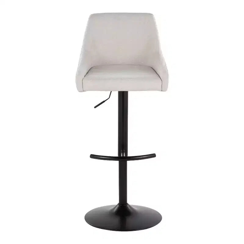 LumiSource Set of 2 Hannah Adjustable Barstools Black Metal/Cream Fabric