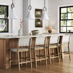 Nathan James Set di 4 Sgabelli da Bar Cohen in Similpelle Bianco