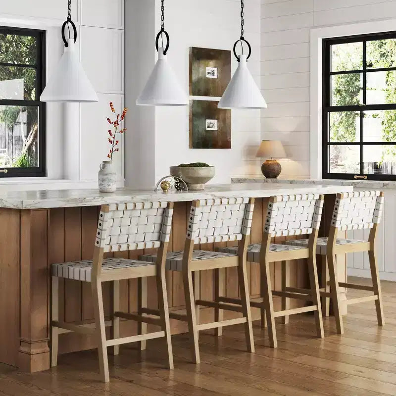 Nathan James Set of 4 Cohen Faux Leather Barstools White