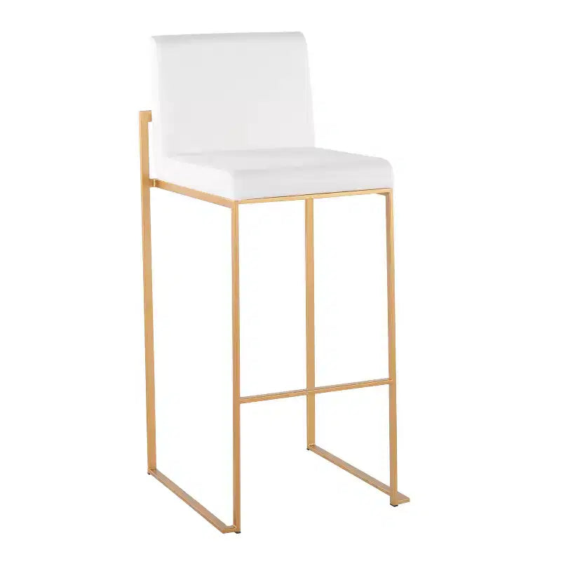 LumiSource Set di 3 Sgabelli da Bar Alti Fuji Acciaio Oro/Velluto Bianco