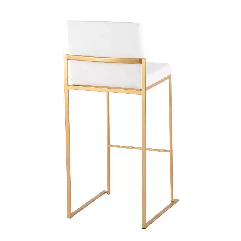 LumiSource Set di 3 Sgabelli da Bar Alti Fuji Acciaio Oro/Velluto Bianco