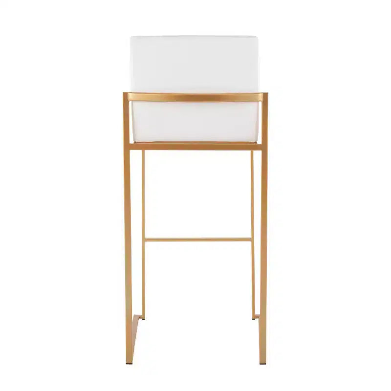 LumiSource Set di 3 Sgabelli da Bar Alti Fuji Acciaio Oro/Velluto Bianco