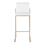 LumiSource Set di 3 Sgabelli da Bar Alti Fuji Acciaio Oro/Velluto Bianco