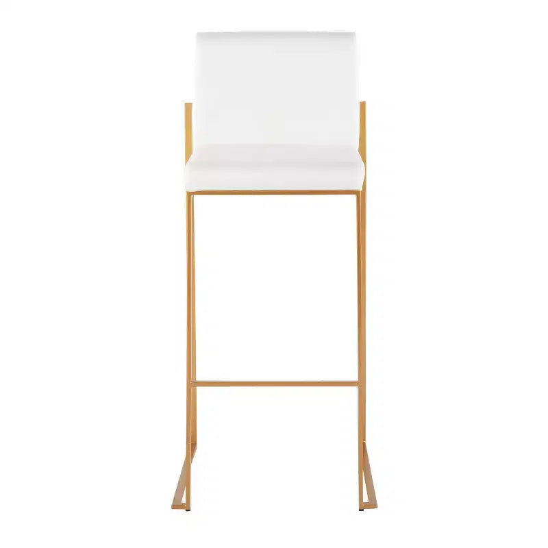 LumiSource Set di 3 Sgabelli da Bar Alti Fuji Acciaio Oro/Velluto Bianco