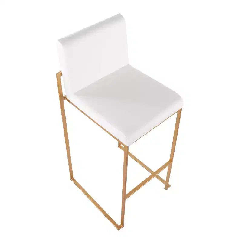 LumiSource Set di 3 Sgabelli da Bar Alti Fuji Acciaio Oro/Velluto Bianco