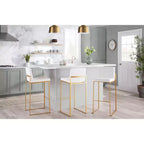LumiSource Set di 3 Sgabelli da Bar Alti Fuji Acciaio Oro/Velluto Bianco