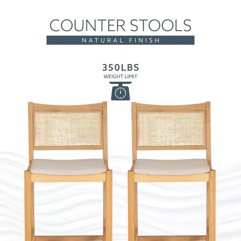 Powell Set di 2 Sgabelli da Bar Altezza Bancone Bessie Cane Natural