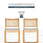 Powell Set di 2 Sgabelli da Bar Altezza Bancone Bessie Cane Natural