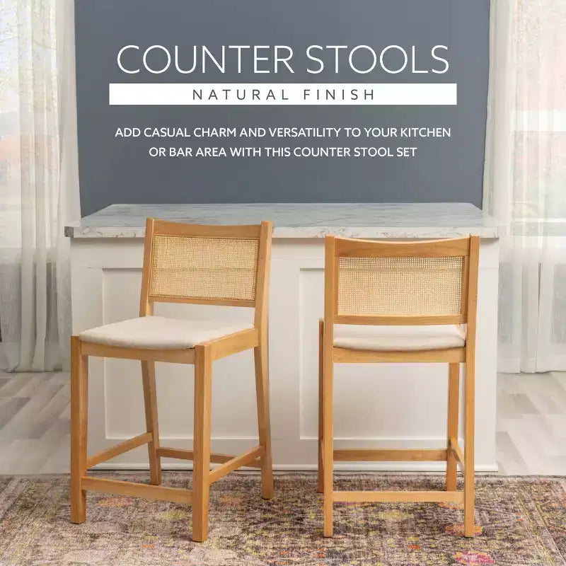 Powell Set di 2 Sgabelli da Bar Altezza Bancone Bessie Cane Natural