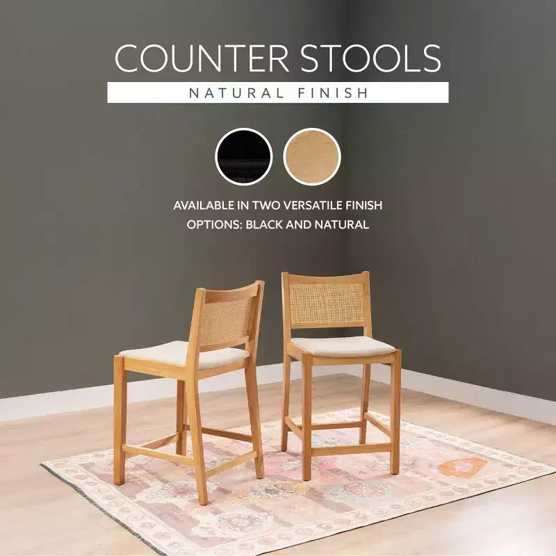 Powell Set di 2 Sgabelli da Bar Altezza Bancone Bessie Cane Natural